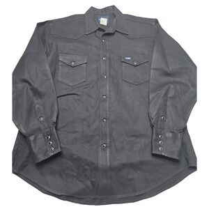 Wrangler Black Long Sleeve Pearl Snap Shirt Men's XL 100% Cotton Western Cowboy